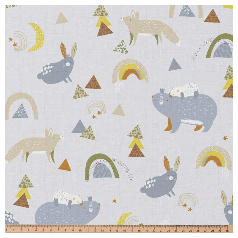Printed Cotton YUTAPI Glacier / Muted Multicolored